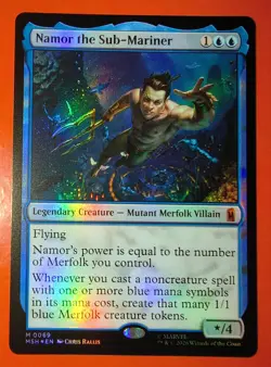 MTG: MARVEL SUPER HEROES, 0069, NAMOR THE SUB -MARINER, MSH, FOIL, MYTHIC - Image 1