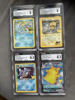 CGC Graded Pokemon Lot: Totodile, Rocket’s Zapdos, Dark Gyarados & Surfing VMAX - Image 1