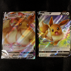 Pokemon Eevee VMAX SWSH087 & Eevee V SWSH065 Holo Promo Cards Lot 2021 TCG USA - Image 2