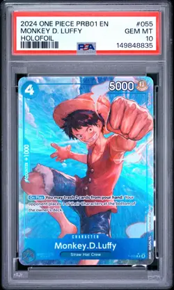 One Piece En Monkey D Luffy Holofoil PRB01 P-055 PSA 10 Gem Mint - Image 1