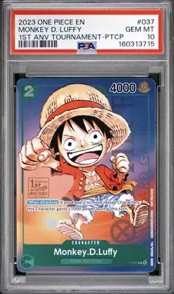 2023 ONE PIECE 1ST ANNIVERSARY TOURNAMENT #037 MONKEY D. LUFFY PSA 10 - Image 1