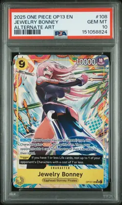 PSA 10 Jewelry Bonney Alternate Art OP13-108 SR One Piece OP13 GEM MT 10 - Image 1