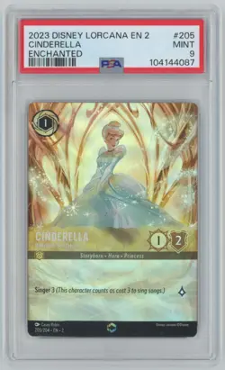 2023 Disney Lorcana Rise of the Floodborn Cinderella PSA 9 #205 Enchanted - Image 1