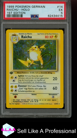 RAICHU-HOLO 1ST EDITION POKEMON GERMAN 1999 14 PSA 5 - Image 1