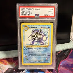 1999 POKEMON POLIWHIRL 1ST EDITION SHADOWLESS BASE SET #38 - MINT PSA 9 - Image 1