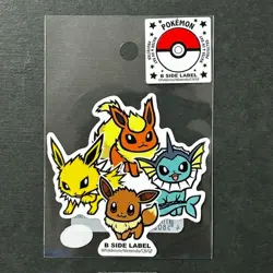 S7701 Eevee Jolteon Flareon Vaporeon Pokemon B-side Label Sticker 2.5in J22 - Image 1