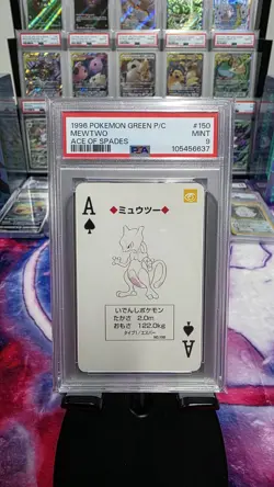 Pokemon Green Mewtwo Ace of Spades Playing Poker Card 1996 PSA 9 MINT - Image 1