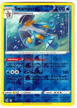 Swampert Holo Rare SWSH08: Fusion Strike 064/264 VLP Reverse Holo Pokemon TCG - Image 1