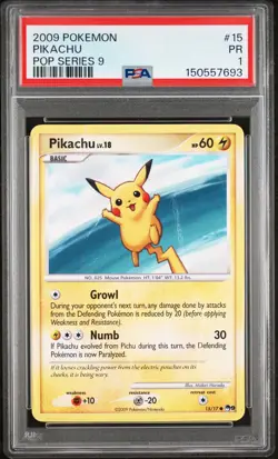 2009 POKEMON POP SERIES 9 #15 PIKACHU PSA 1 - Image 1