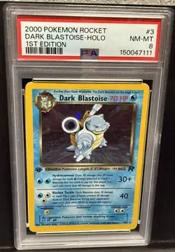 2000 POKEMON ROCKET 3 DARK BLASTOISE-HOLO 1ST EDITION PSA 8 SWIRL - Image 3