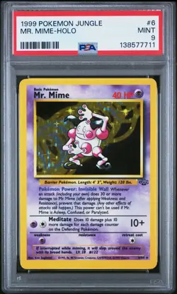 1999 POKEMON JUNGLE #6 MR. MIME-HOLO PSA 9 - Image 1
