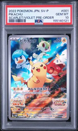 2022 POKEMON JAPANESE SV PROMO SCARLET & VIOLET PRE-ORDER #001 PIKACHU PSA 10 - Image 1