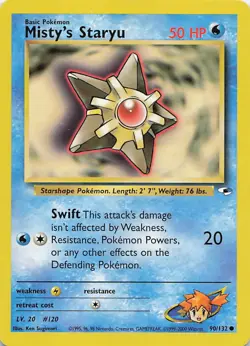 Misty's Staryu 90/132 Common Gym Heroes Pokemon 1st Edition Lightly Played - Image 1
