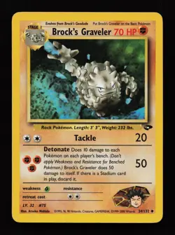 Brock's Graveler 34/132 1st Edition Uncommon Gym Challenge Pokemon Cards - Image 1