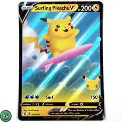 Pokemon TCG Surfing Pikachu V 8/25 Ultra Rare Celebrations NM Near Mint - Image 1