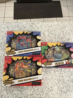 Pokemon Asceneded Heroes Mega Feraligatr & Embroar EX + Pin Collection Box Lot 3 - Image 1