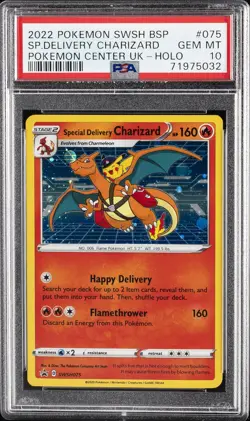 2022 POKEMON SWSH BLACK STAR PROMO #075 SPECIAL DELIVERY CHARIZARD-HOLO PSA 10 - Image 1