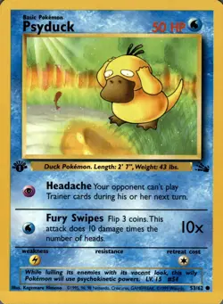 Psyduck 53/62 Common Fossil Pokemon 1st Edition Lightly Played - Image 1