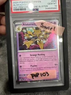 Pokemon TCG Surging Sparks Premium Checklane Blister #082 Alakazam Cosmos PSA 10 - Image 2