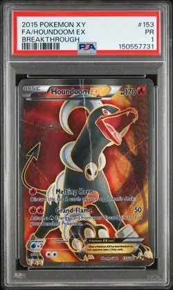 2015 POKEMON XY BREAKTHROUGH #153 FULL ART/HOUNDOOM EX PSA 1 - Image 1