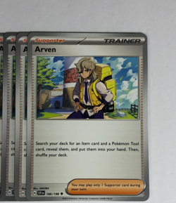 Pokemon TCG Scarlet & Violet Base 3x Playset Arven 166/198 Near mint - Image 1