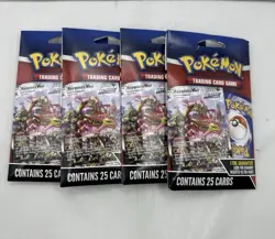 Pokemon 25 Card Pack 1 Foil Guaranteed NEW SEALED Lot Of 4 Packs Sealed Mint - Image 1