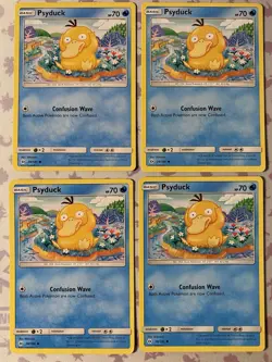 Pokemon TCG - 4x Psyduck 28/149 Sun & Moon Regular Common, LP - Image 1