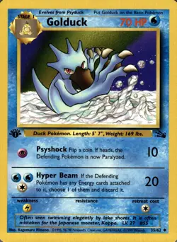 Golduck 35/62 Uncommon Fossil Pokemon 1st Edition Lightly Played - Image 1