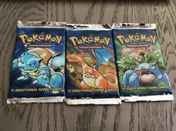 Pokemon TCG | Base Set Unlimited | 3 Booster Packs | Art Set | New - Image 1