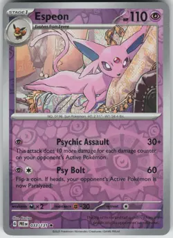 Espeon 033/131 Rare Prismatic Evolutions Pokemon Reverse Holo Near Mint - Image 1