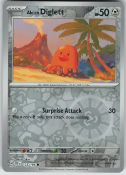 Alolan Diglett 122/191 Common Surging Sparks Pokemon Reverse Holo Near Mint - Image 1
