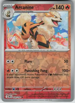 Arcanine 028/182 Uncommon Destined Rivals Pokemon Reverse Holo Near Mint - Image 1