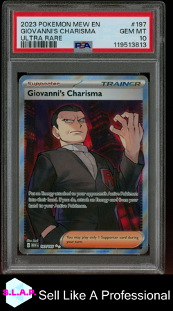 GIOVANNI'S CHARISMA ULTRA RARE POKEMON MEW EN-151 2023 197 PSA 10 - Image 1