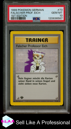 FALSCHER PROF. EICH 1ST EDITION POKEMON GERMAN 1999 73 PSA 10 - Image 1