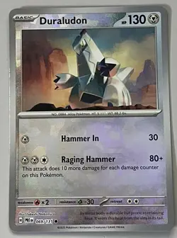 Pokemon Prismatic Evolutions Duraludon Basic #069MBALL Common Reverse Holo - Image 2