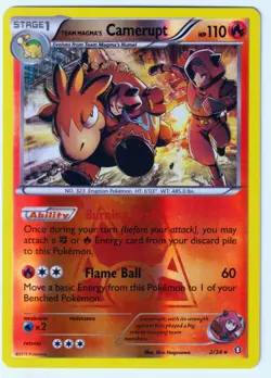 Team Magma's Camerupt Holo Rare Double Crisis 2/34 MP Reverse Holo Pokemon TCG - Image 1