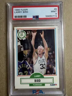 1990 Fleer Larry Bird #8 PSA 9 Mint - Image 1