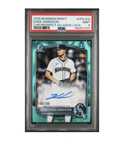 2025 BOWMAN 1st Auto PROSPECT AUTOGRAPHS CHR AQUA LAVA KADE ANDERSON PSA 9 - Image 1