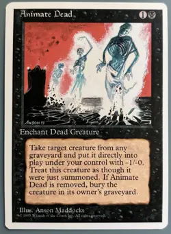 MTG Animate Dead 4th Edition NM/LP Vintage Black Reanimator Magic Card 1995 - Image 1