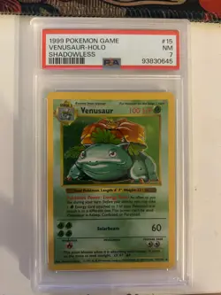 1999 POKEMON BASE SET SHADOWLESS #15 VENUSAUR-HOLO PSA 7 - Image 1
