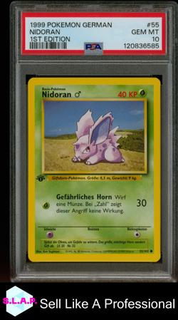 NIDORAN 1ST EDITION POKEMON GERMAN 1999 55 PSA 10 - Image 1
