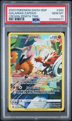 2023 Pokemon Galarian Zapdos Crown Zenith Black Star Promo PSA 10 - Image 1