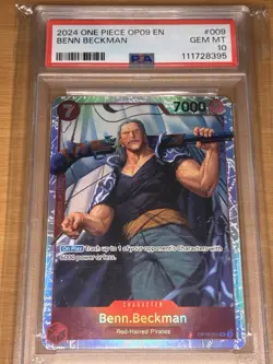 One Piece Card Game Benn Beckman OP09-009 SR Holo English 2024 PSA 10 - Image 1