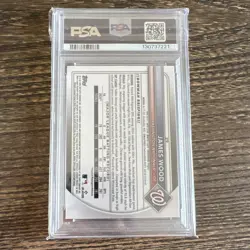 Topps 2025 Bowman James Wood #29 Nationals Chrome Burgundy Mojo /275 PSA 8 RC - Image 2