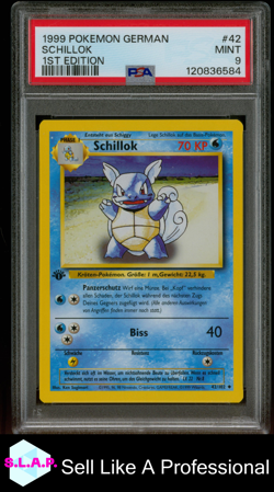 SCHILLOK 1ST EDITION POKEMON GERMAN 1999 42 PSA 9 - Image 1