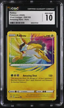 CGC 10 Raikou 050/185 2020 Vivid Voltage Amazing Rare Pokemon Card - Image 1