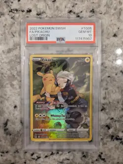 2022 Pokemon #TG05 Pikachu Full Art Lost Origin PSA 10 Trainer Gallery - Image 1