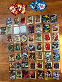 73 Bakugan Battle Brawlers Game Random Cards 50 Metal Cards, 23 Paper Cards Used - Image 1