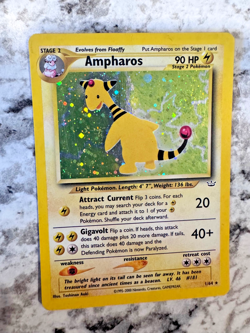 Ampharos 1/64 Holo Rare Neo Revelation Pokemon card Holo Heavily Played 2000 - Image 1