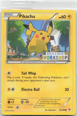 Pikachu 20/108 Sealed Build-A-Bear Workshop Promo Prokemon Card NM - Image 1